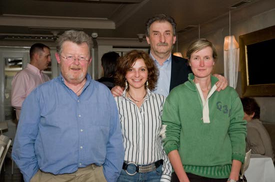 Sandor Barna, owner of the Symbol and host of the Budapest Szalon, with Eva Kertesz, the author and his collaborator, Caroline Schmitz.