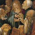 'Jesus Among the Doctors', claimed by the Thyssen-Bornemisza Museum in Madrid to be the work of Albrecht Dürer, but claimed by Thomas Schauerte to be the work of an early 17th century copyist.