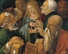 'Jesus Among the Doctors', claimed by the Thyssen-Bornemisza Museum in Madrid to be the work of Albrecht Dürer, but claimed by Thomas Schauerte to be the work of an early 17th century copyist.